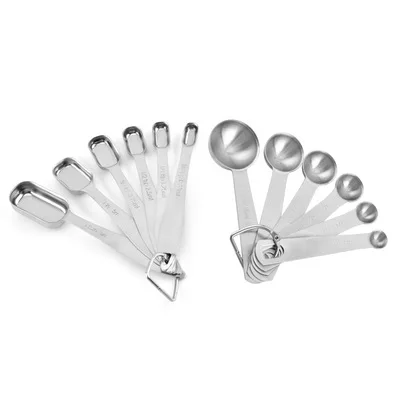Heavy Duty Stainless Steel Metal Measuring Spoons for Dry or Liquid Fits in Spice Jar Set of 6