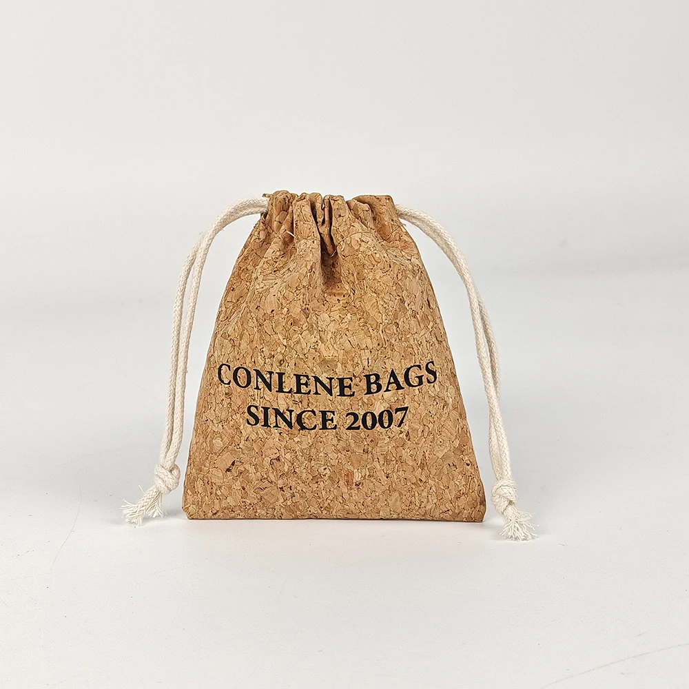 Custom Logo Promotional Small Gift Bag Cork Drawstring Bag And Purses Wallet