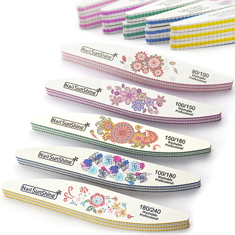 1 pc Korean Style Double-Side Washable Nail Files Wholesale 80/100, 100/150, 100/180, 150/180, 180/240 Manicure Beauty Tools
