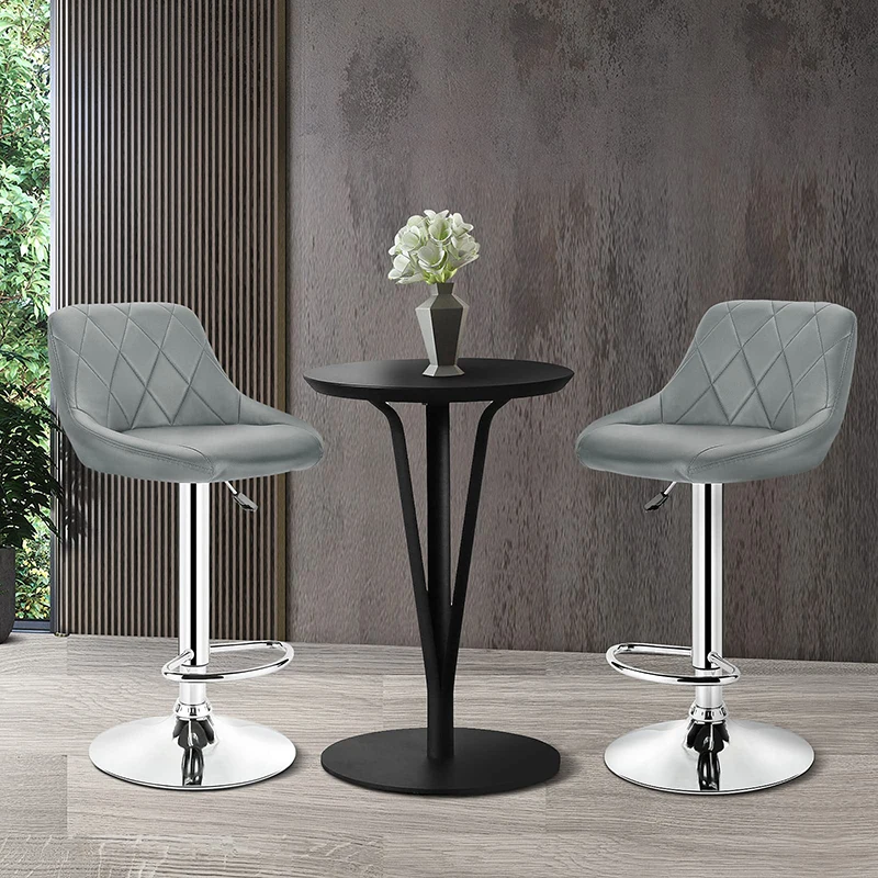Custom Design Minimalist Lift Bar Chairs Adjustable Rotatable Leather High Bar Chair With Back