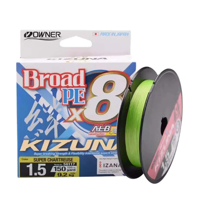 Owner Kizuna 135m 275M PE 8 Strand Braided Fishing Line Strong Multifilament with High Power for River and Lake Fishing