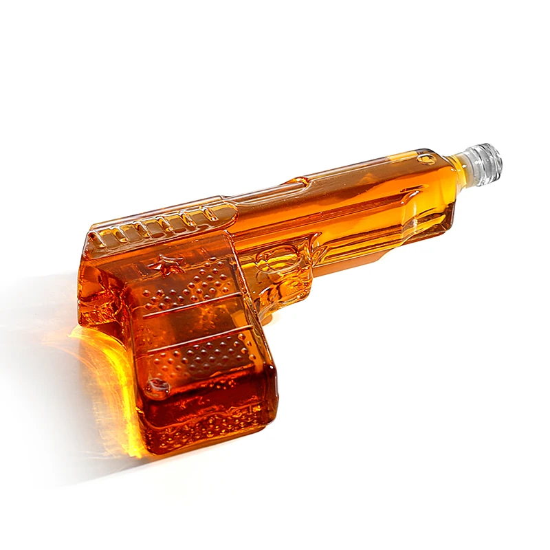 novel design drinking glass liquor bottle Pistol Gun glass wine decanter