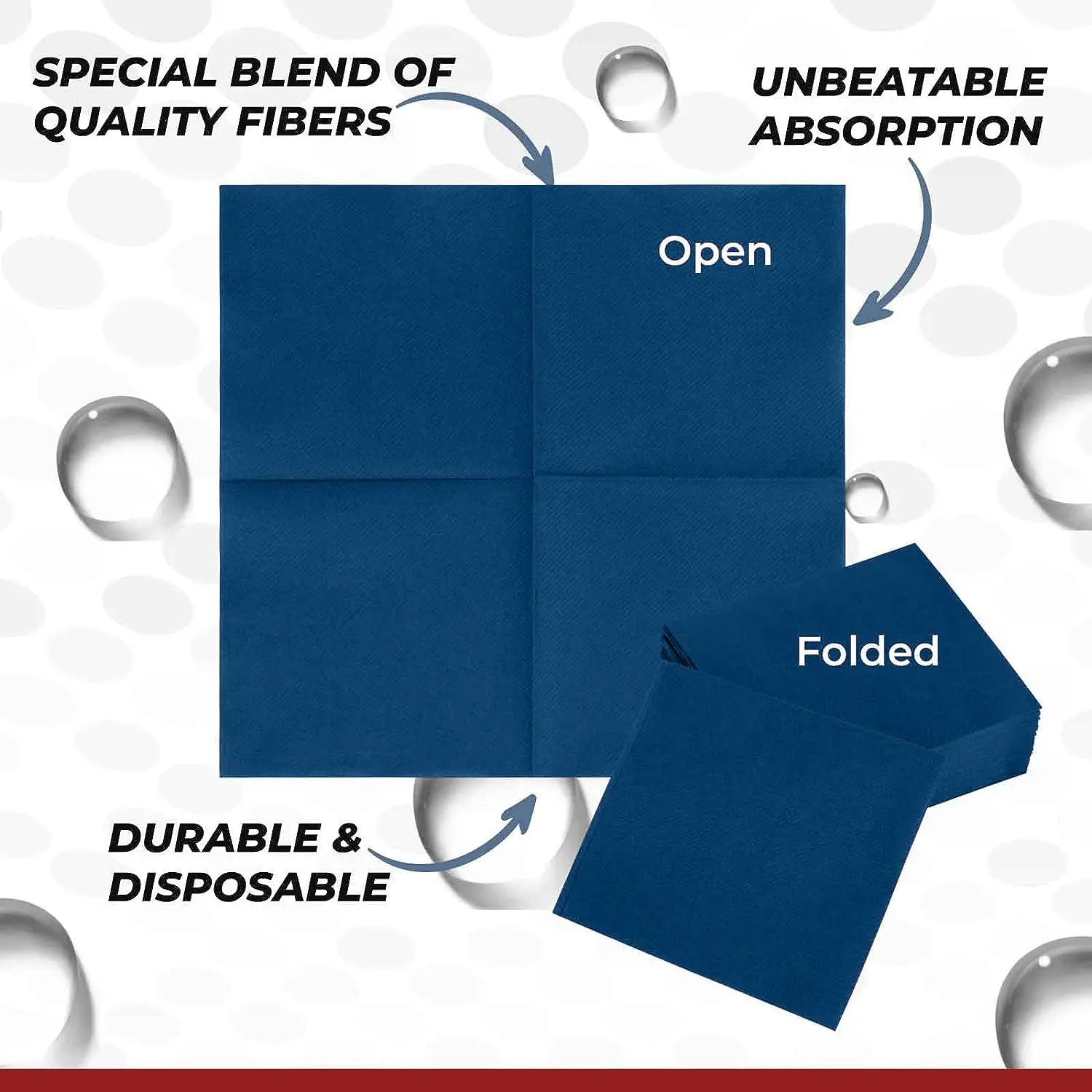 Dark Blue Linen Paper Beverage Cocktail Custom Paper Napkins Serviettes