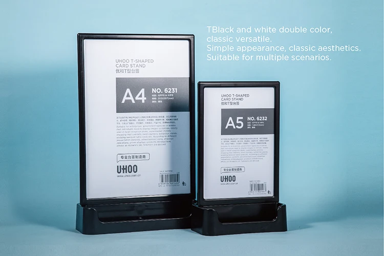 Low MOQ Factory A4 T-Shape Acrylic Advertising Display Stand - Stable and Durable Tabletop Menu Holder