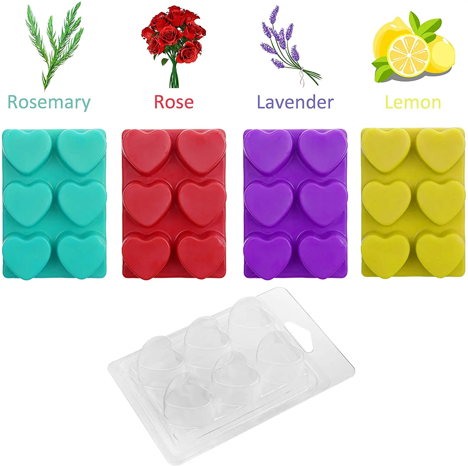  Wax Melt Containers 6 Cavity Clear Empty Plastic Molds Heart Shape Clamshells for Making Tarts