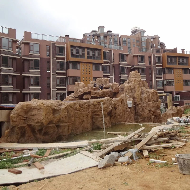 High quality large rockery fiberglass waterfalls natural stone garden fountain outdoor