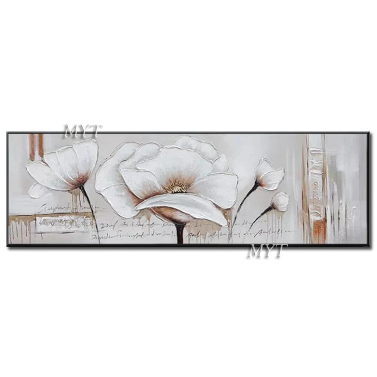 Handmade Palette Knife Canvas Arts Abstract Flower Oil Painting Lotus Canvas Wall Art Paintings