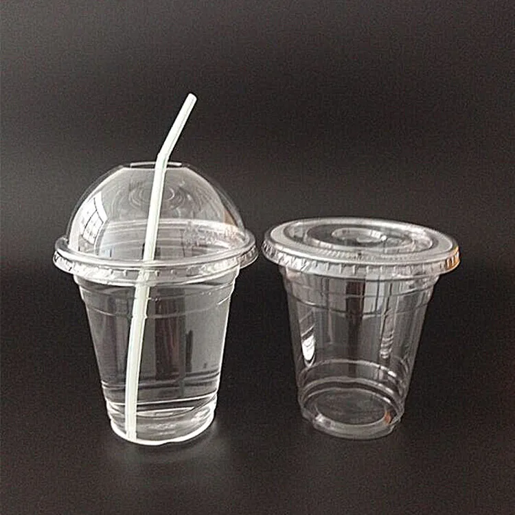Custom printing logo 12oz 16oz 24oz clear cold drink pp pet pla disposable plastic cups with lids U-shaped boba bubble tea cup