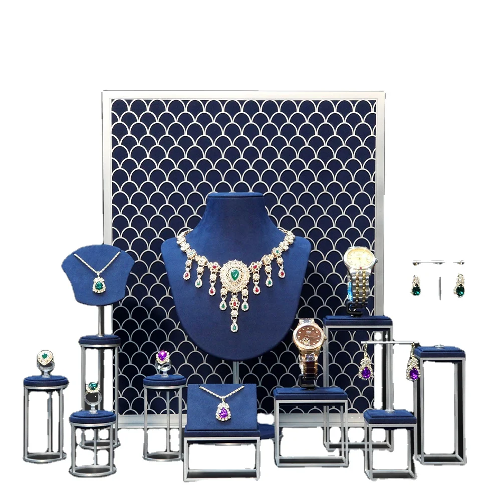 Пользовательский дизайн логотипа доступна Бесплатная комбинация высокого класса темно-синий из нержавеющей стали микрофибры дисплей стол