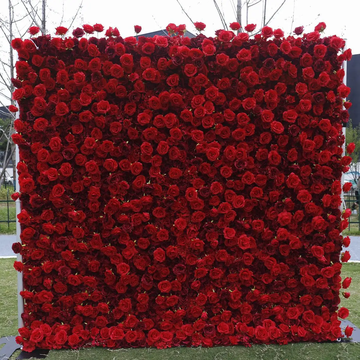 Customized Portable Roll Up 5D Flower Wall Backdrop Stand Wedding Wall Decorations Red Rose Flower Wall