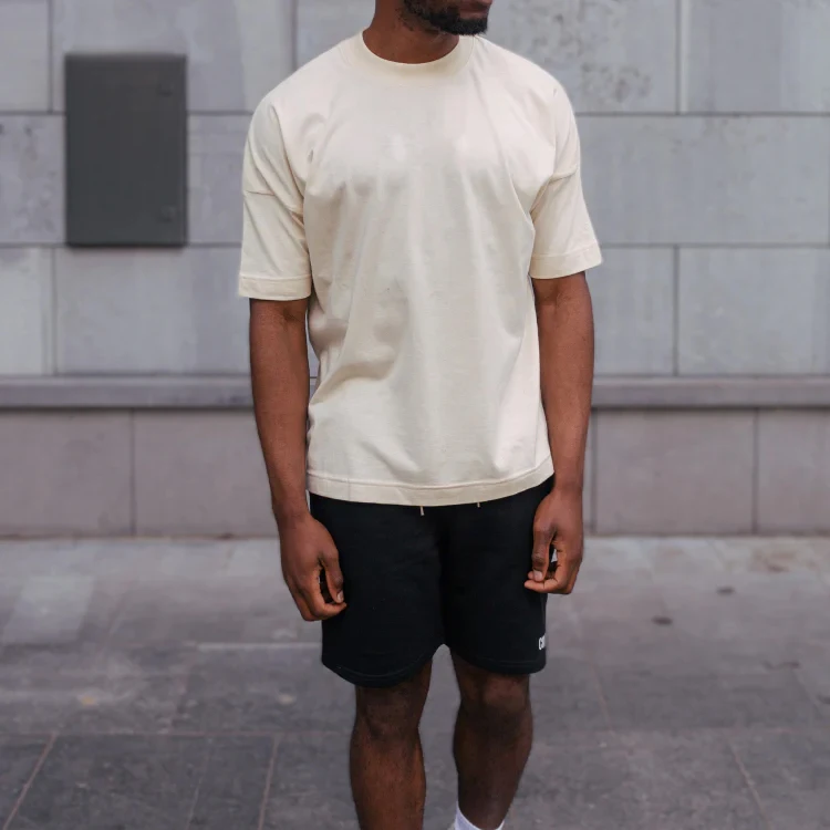 custom logo letter silk screen printing t shirts men beige blank t-shirts custom logo embroidery unisex