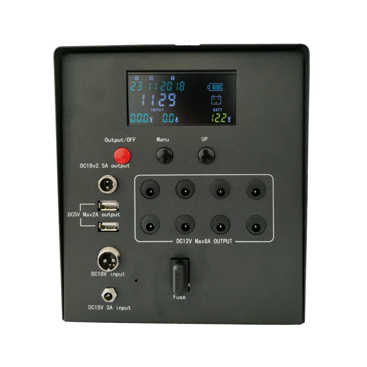 LCD Screen Clock Setting Calendar DC 60 Watt Solar System Lamp Fan TV Solar Lighting System Home Solar Light Storage System