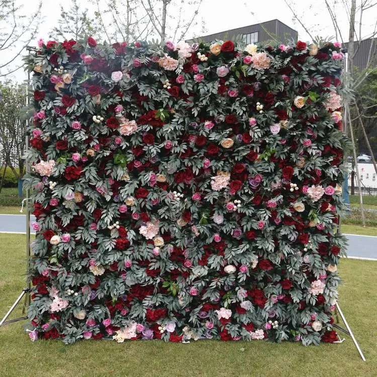 Wholesale Price Artificial Flowers Wedding Flower Wall 3D Flower Wall Roll UP Curtain Backdrop for Wedding