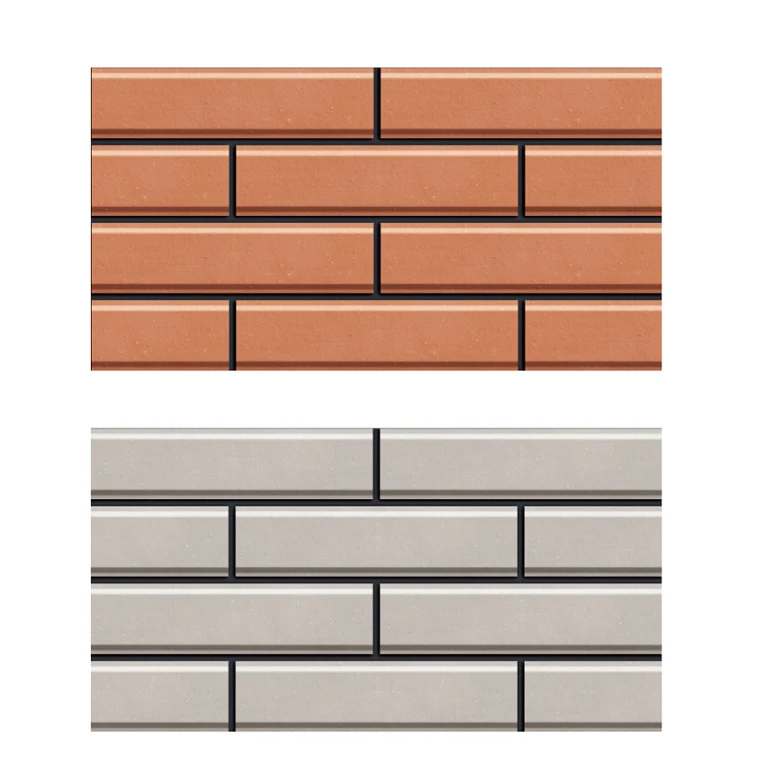 Customized thin long kiln terracotta brick slip veneer residential facade 24x6 rustic matte red clay wall bricks