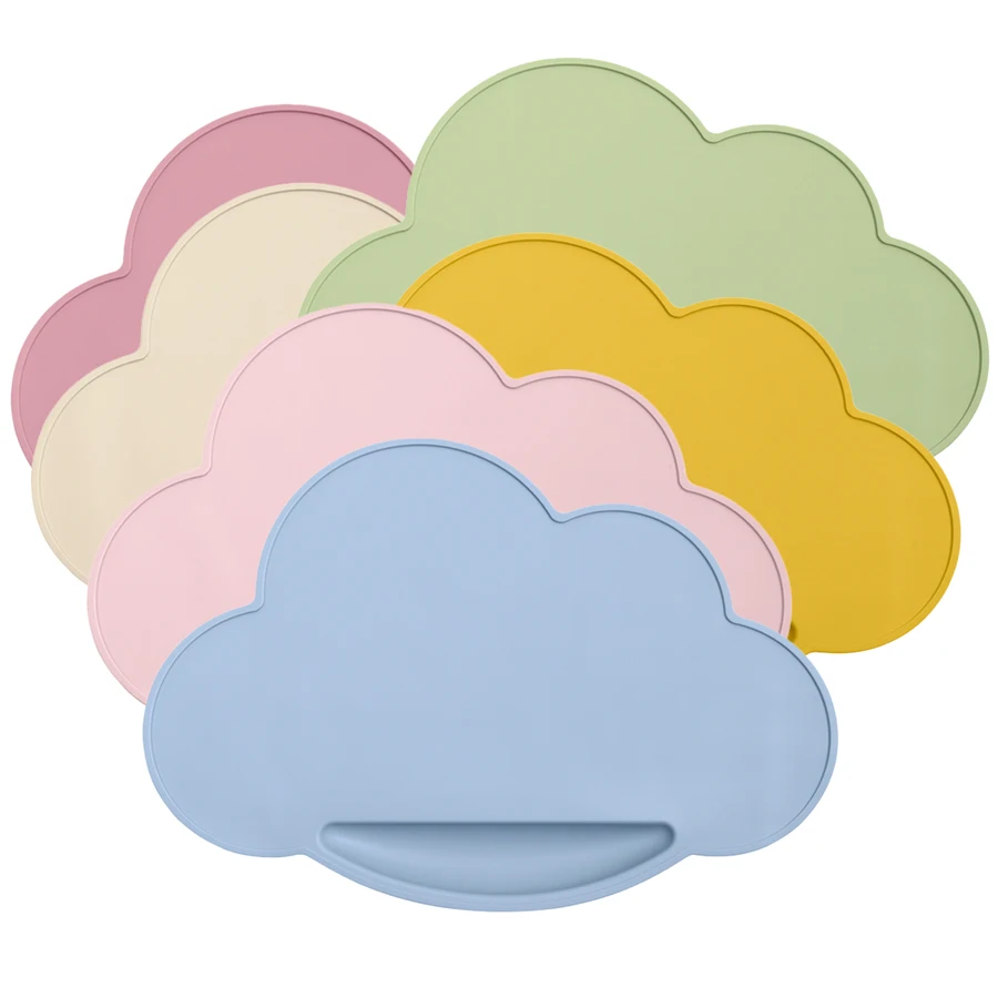 Silikong Non-Slip Silicone Placemats for Kids BPA Free Dishwasher Safe Easy to Clean customized cloud shape placemat