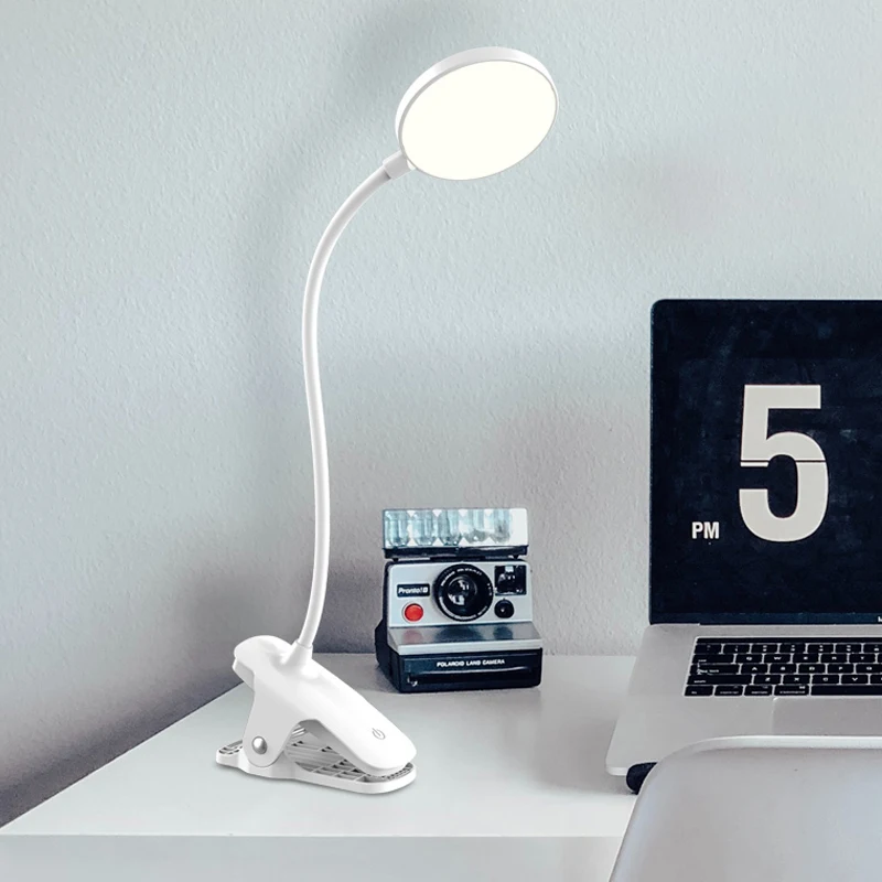 USB Rechargeable LED Touch 3 Modes Clip-On Desk Lamp Eye-Care Desk Lamp
