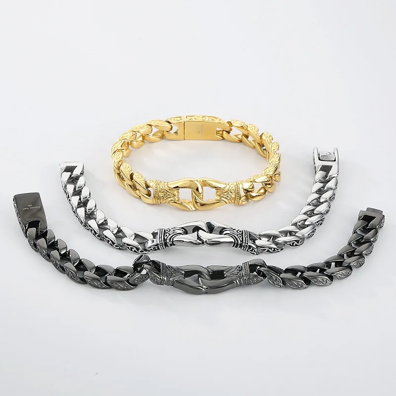 Stainless steel jewelry wholesale retro bracelet men wholesale new European and American fashion titanium steel bracelet