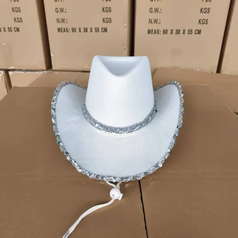 2024 New Arrival Sequins Women Pink Cowboy Hats Texas Wholesale Cowgirl Hat for Disco Party Halloween Festival