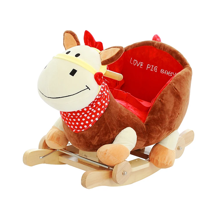 Bee Elephant Wooden Animal Plush Wing Toys Rocking Horse with Wheel England Knight Rocking Horse Toys Ride on Toy