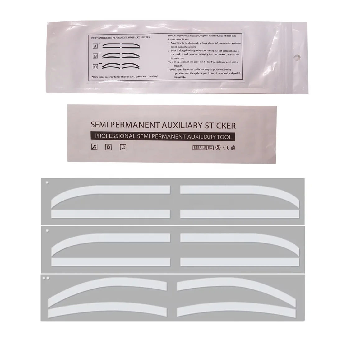 6 pairs Disposable Airbrush Brow Guides Silicone Shaping Sticker Microblading Tattoo Tinting Adhesive Airbrush Eyebrow Stencils