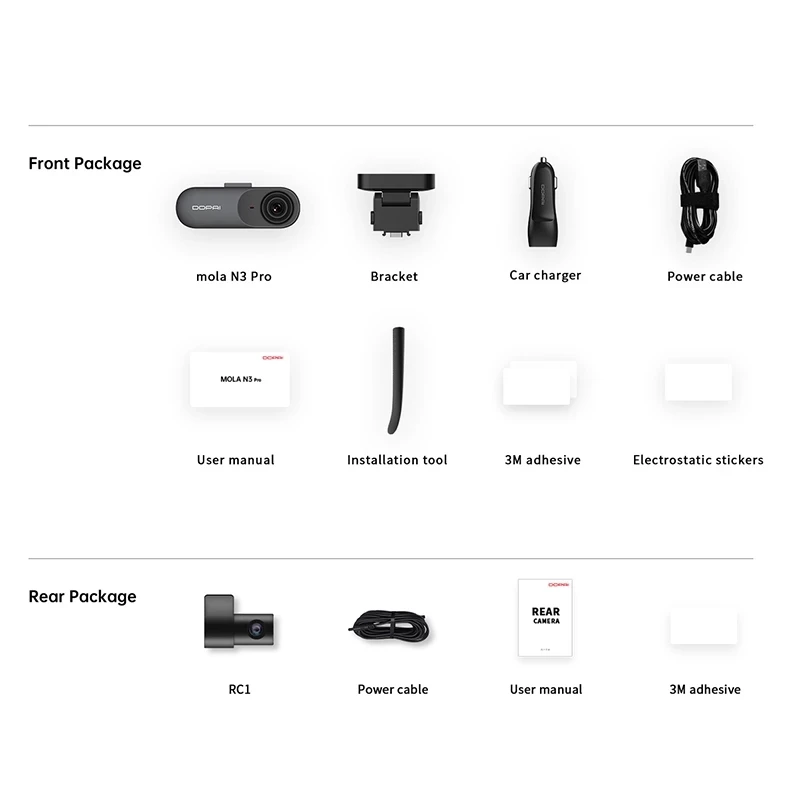 DDPAI Mola N3 Pro Dual Dash Camera Driving Vehicle Cam GPS Auto Video DVR 2K 1600P HD Car Recorder