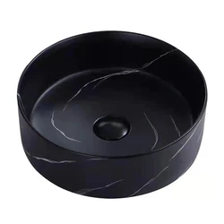 HEGII 2022 new bathroom lavatory sanitary ware counter top ceramic art basin matt color black marble wash basin for hotel