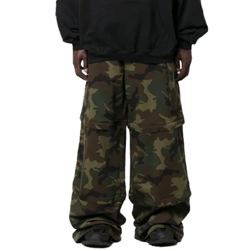 Wholesale price custom logo fashion casual transformer camouflage multi-pocket cargo trousers