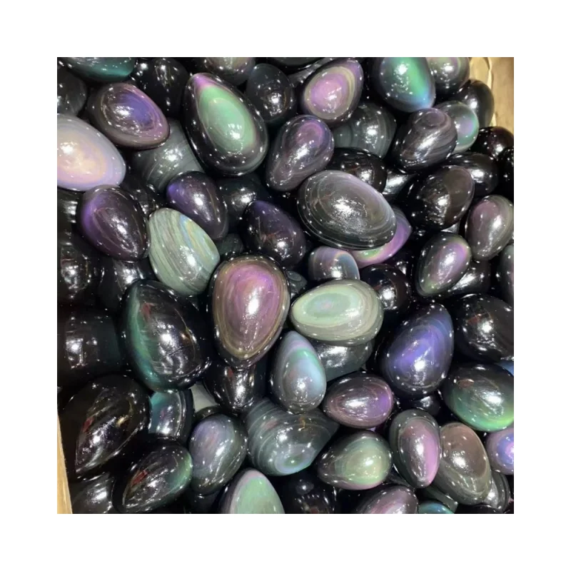 New Arrivals High Quality Massage Healing Gemstone Crystals Natural rainbow Flash Quartz Obsidian Yoni Eggs for Gift