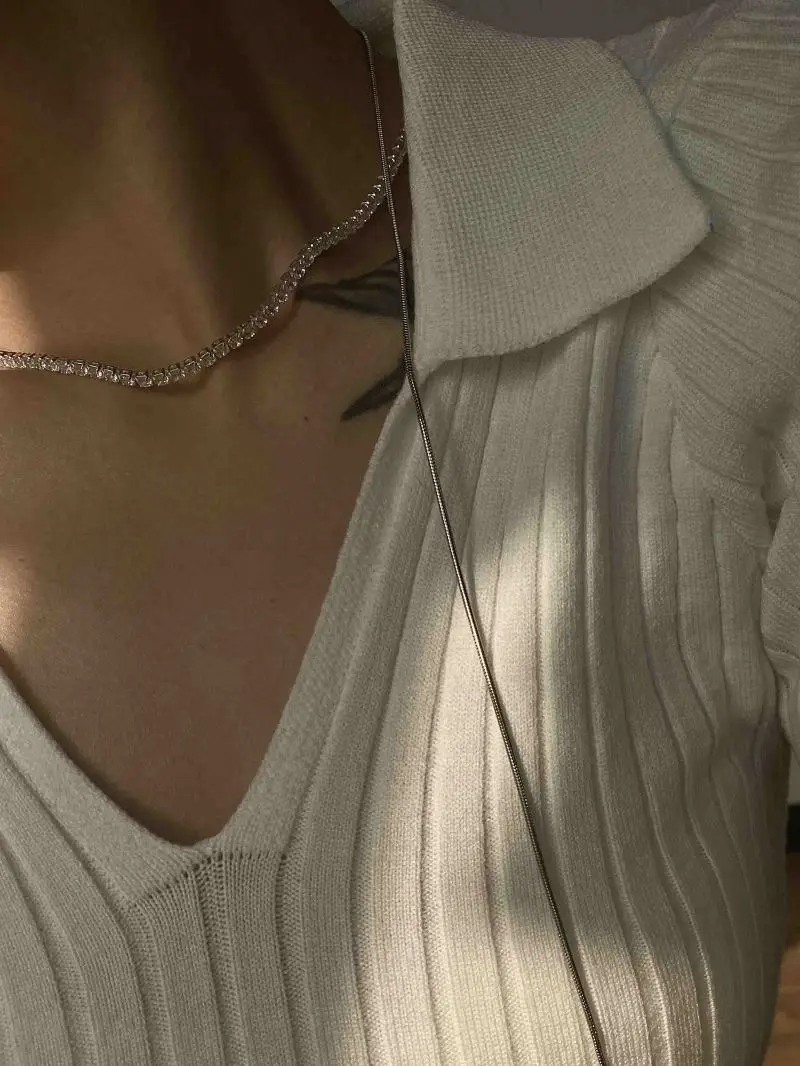 Surprise Price Sweater Chain Necklaces  zircon name necklace zircon choker chain iced out white gold chain for women for party
