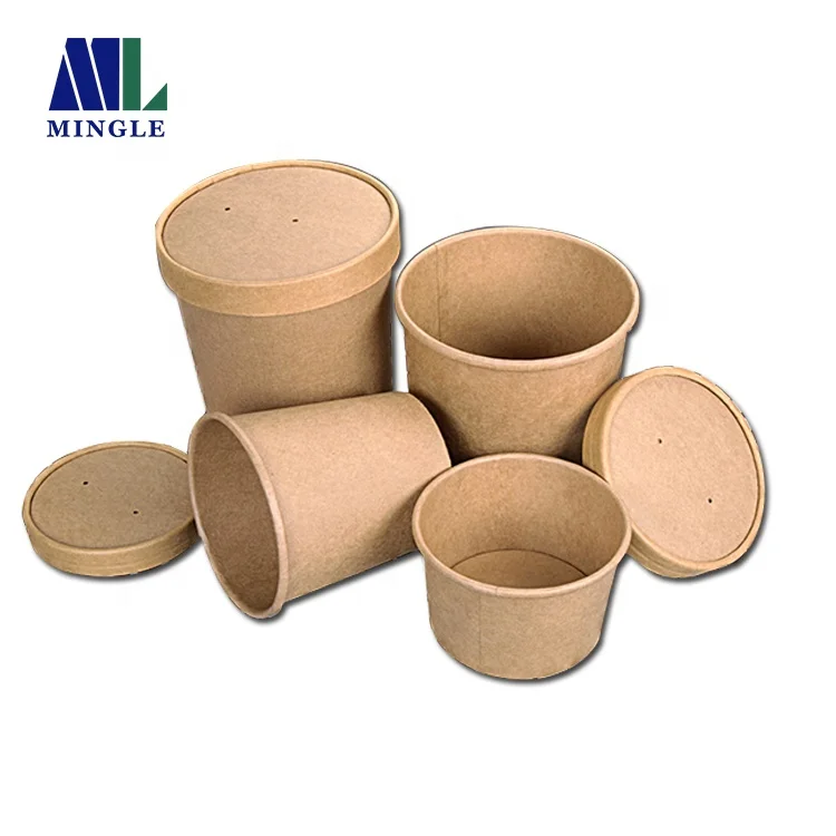Одноразовая одноразовая суповая чашка из крафт-бумаги vasos