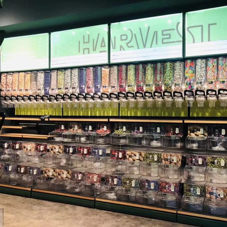 
Ecobox new clear bulk food grain rice nut coffee bean bin plastic cereal dry food dispenser gravity dispenser for sale 