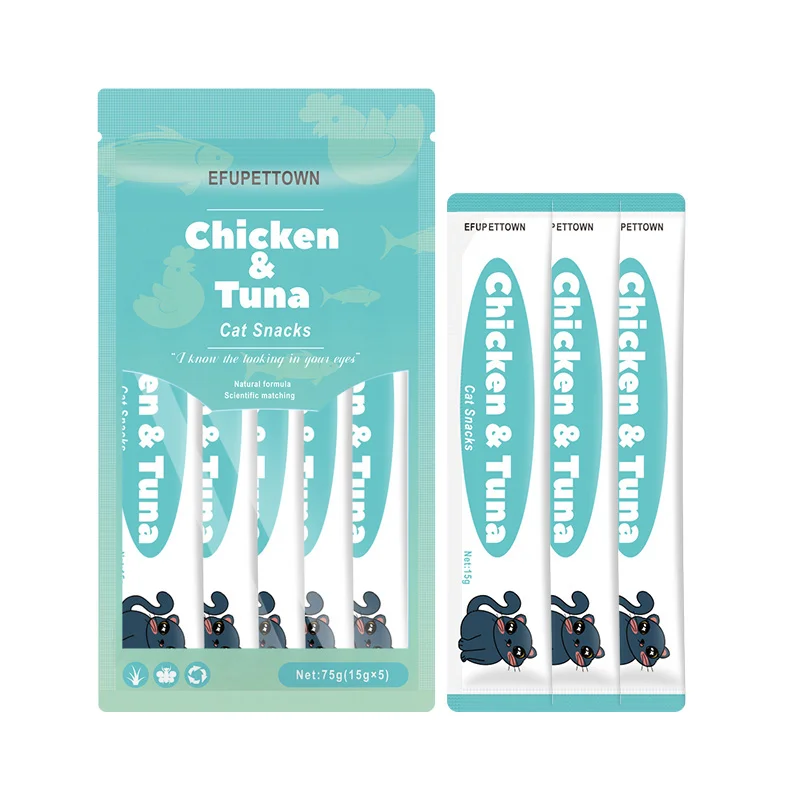 Factory Wholesale 15g Salmon Chicken Tuna Cream Snack Pet Treats Cat Treat Snack Wet Food