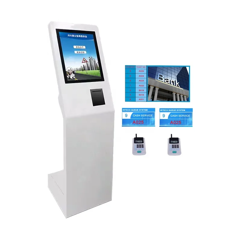 17inch 19inch 21.5inch touch screen waiting queuing system machine wired wireless floor stand queue management system for bank