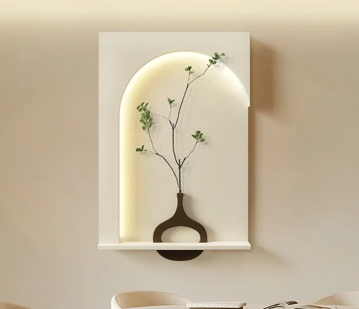 Yiwu original factory foyer hanging painting modern minimalist plant and flower decoration painting light luxury LED lamp mural