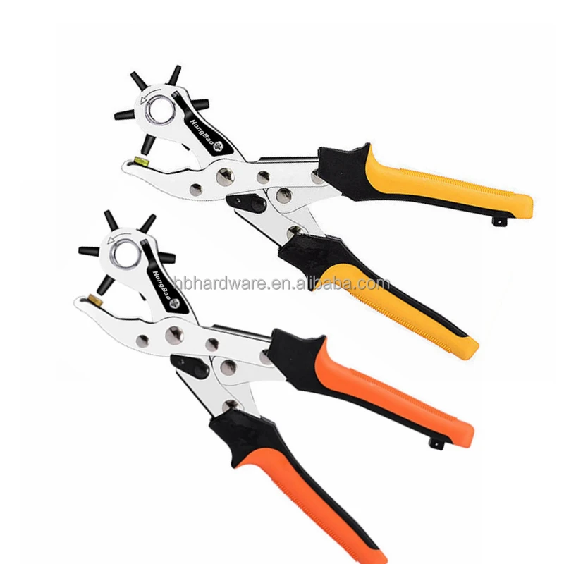 Revolve Leather Punch Toggle Joint Revolver Hole Punch Pliers with Lever Support Leather Punching Pliers with 6 Round Hole Pipe
