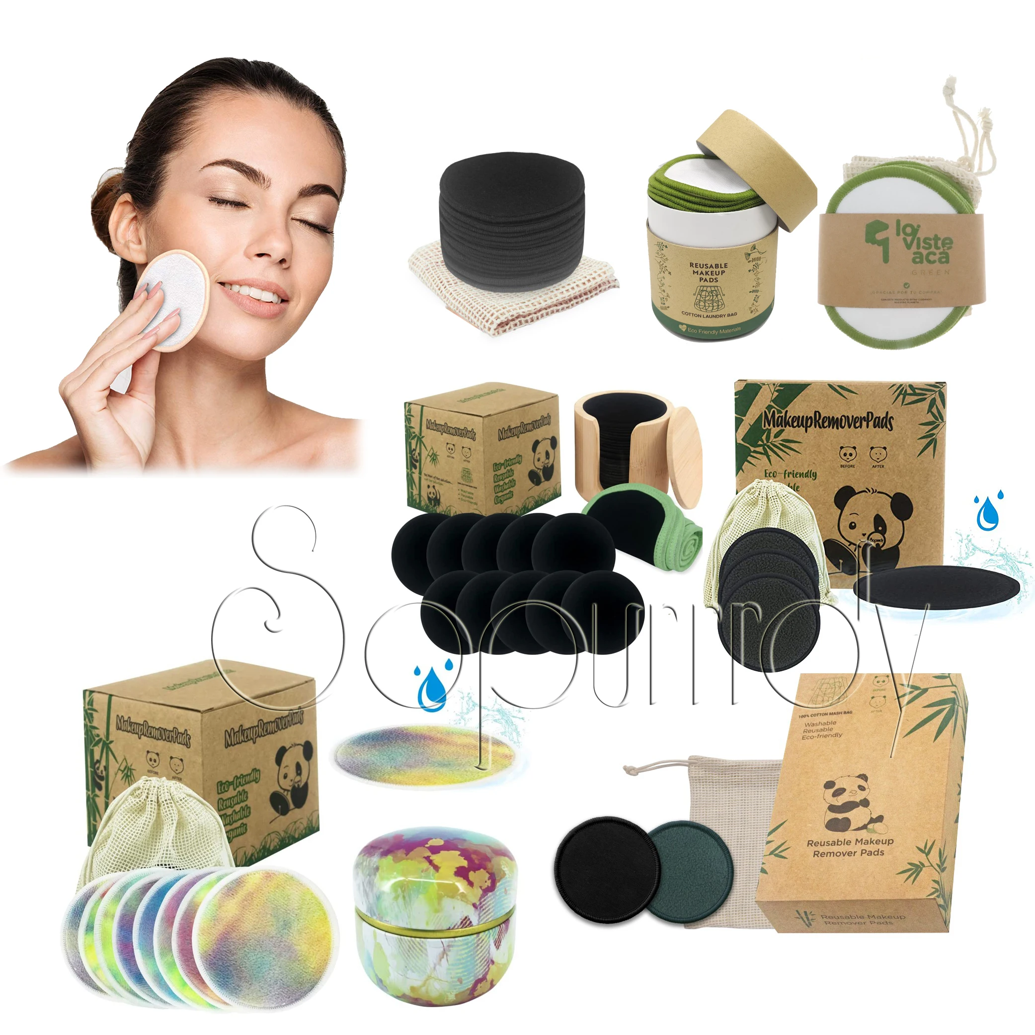 Wholesale Round Face Bamboo Washable Reusable Makeup Remover Pads Bamboo Make Up Remover Pads