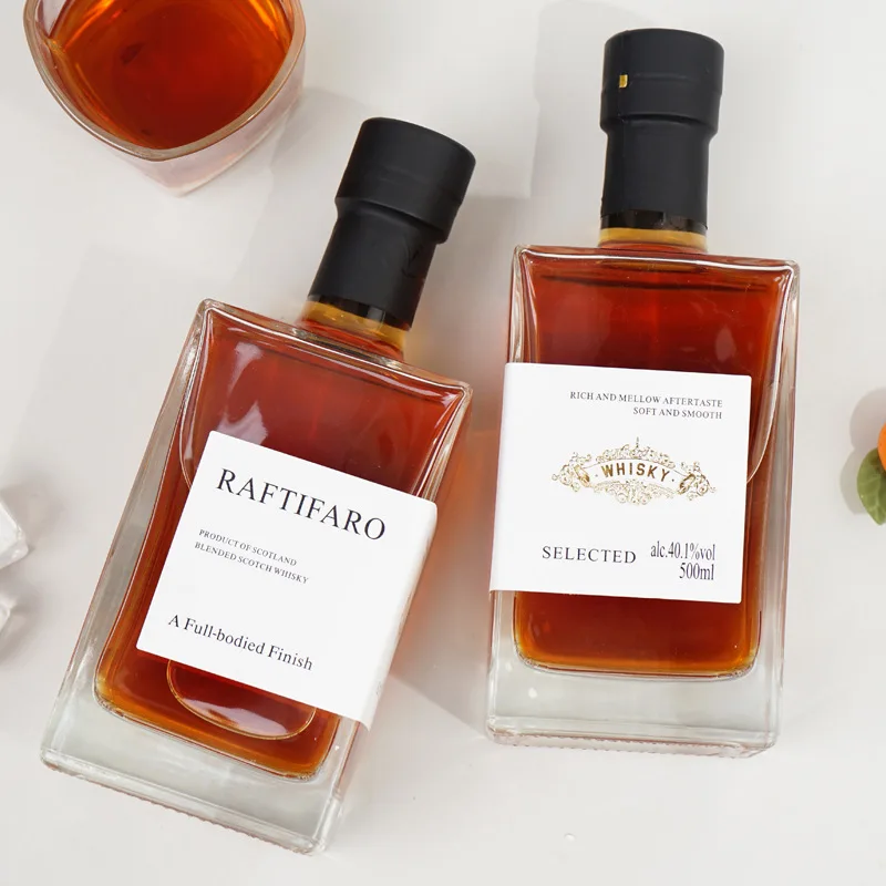 Custom Clear Luxury High Quality Empty 500ml 750ml 1000ml Gin Wine Rum Vodka Whiskey Spirit Liquor glass Bottle With Label