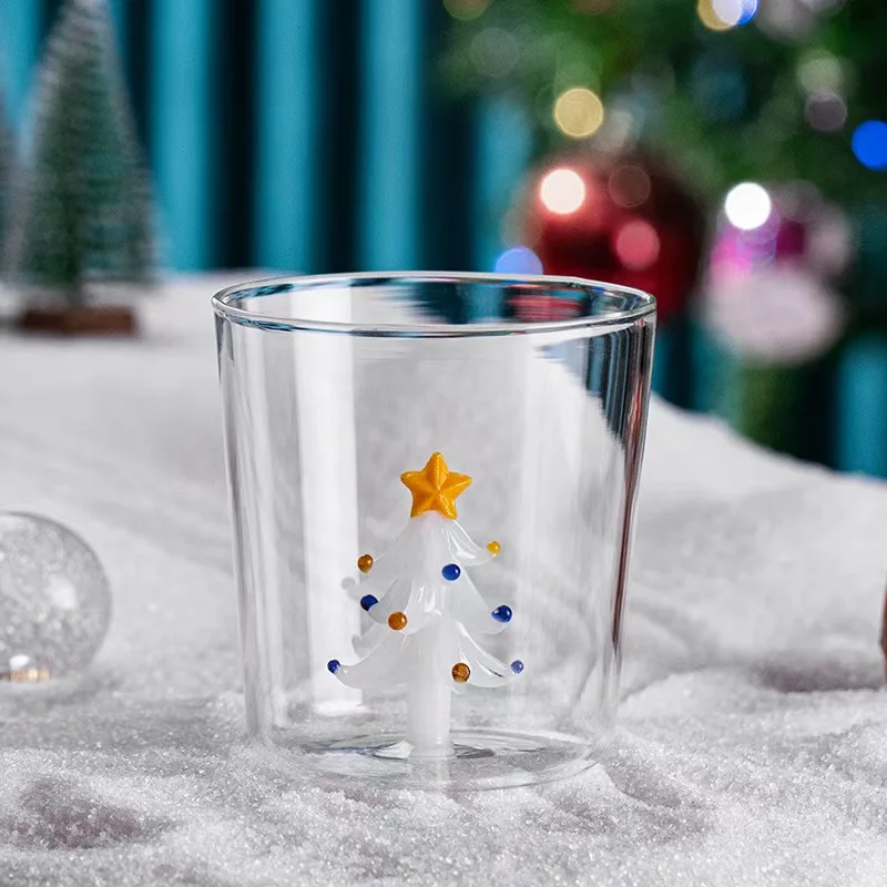 300ml  Christmas Tree Style Glass Tumbler Coffee Mug Glass Tea Cup