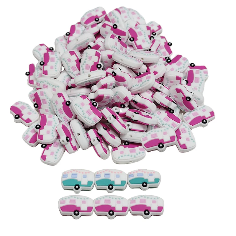 Focal Beads Purse Beach Cube Alphabet Flower Focal Beads Cow Bowknot Nurse Camper Flamingo Soft Round Focal Beads for Pen
