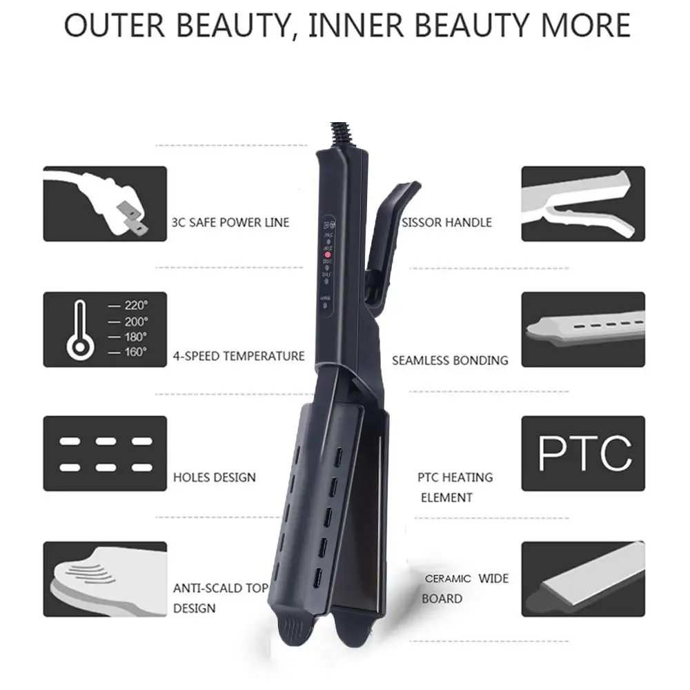 
Hair Straightener with Steam,Salon Professional Nano Steam Flat Iron with Removable Comb+Digital LCD 