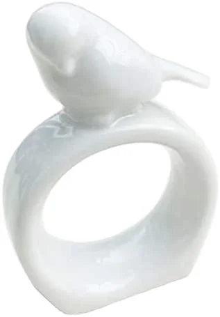 Bird Porcelain ceramic Napkin Rings Easter Bunny Napkin Ring Holder for Dinning Room Table Decor White Bunny Napkin Holder