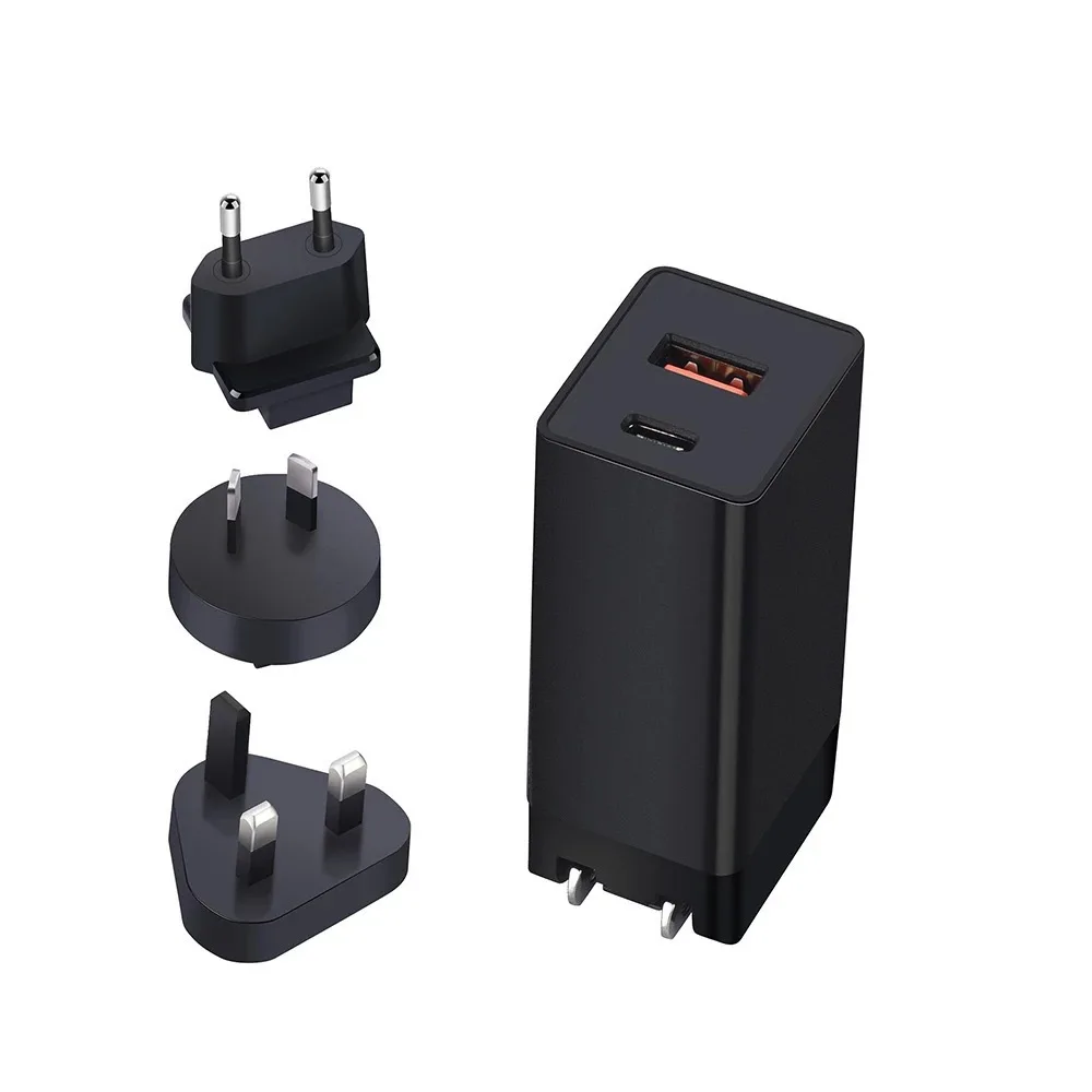 2024 Gan pd 65w ac dc adapter 5v/9v/12v/15v/20v type c laptop charger multiple ports fast wall charger eu uk plug