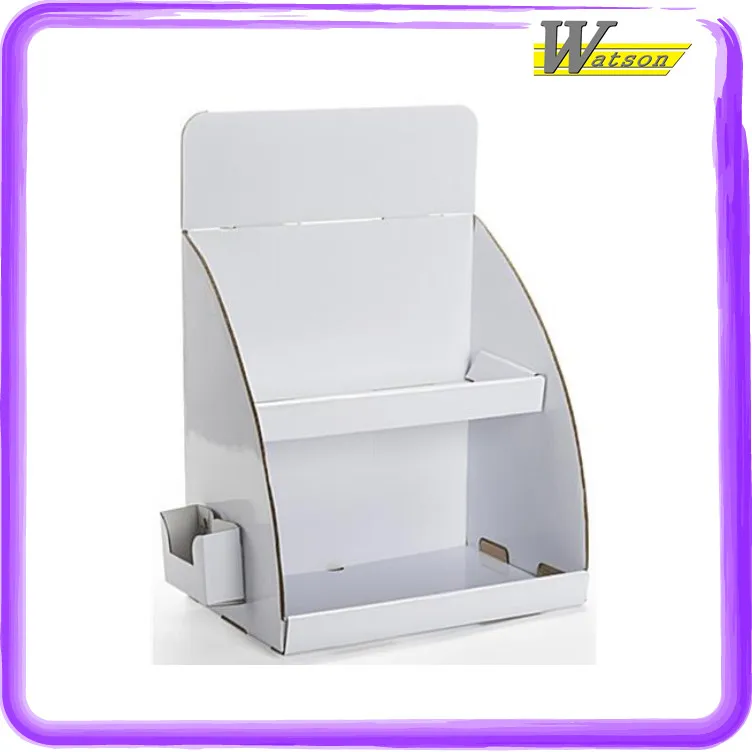 
2 Tiers White Removable Header Side Brochure Pocket Advertising Stands Countertop Cardboard Display 