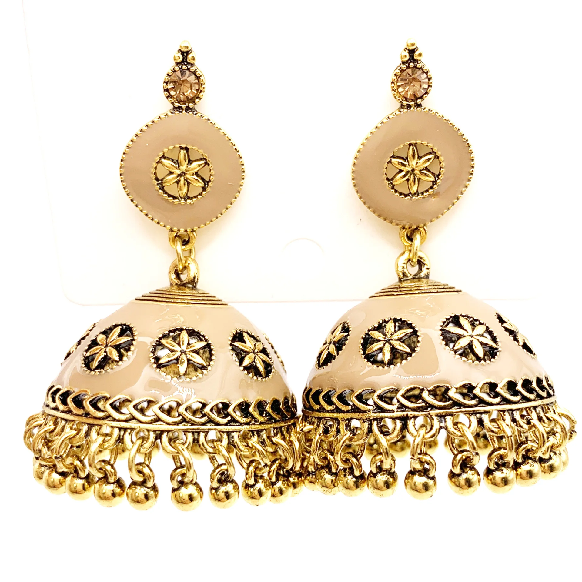 Large Indian Earrings  Vintage Ethnic Traditional Oxidized Nepal Bohemian Jewelry Enamel Gold Dangling Jhumka Earrings