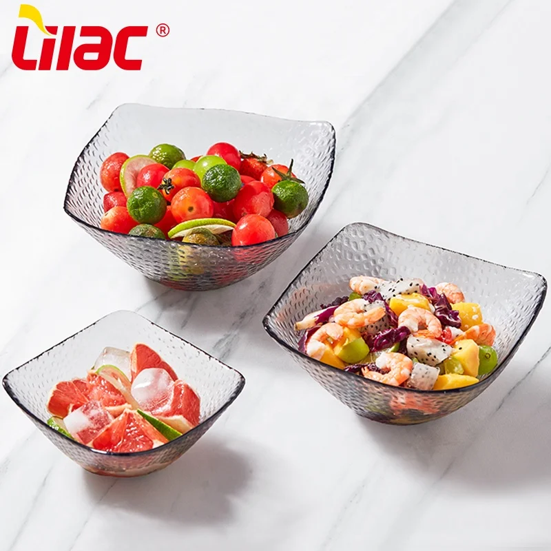 Lilac BSCI SGS LFGB 155mm 200mm 225mm european serving small clear glass mixing fruit cereal dessert bowl