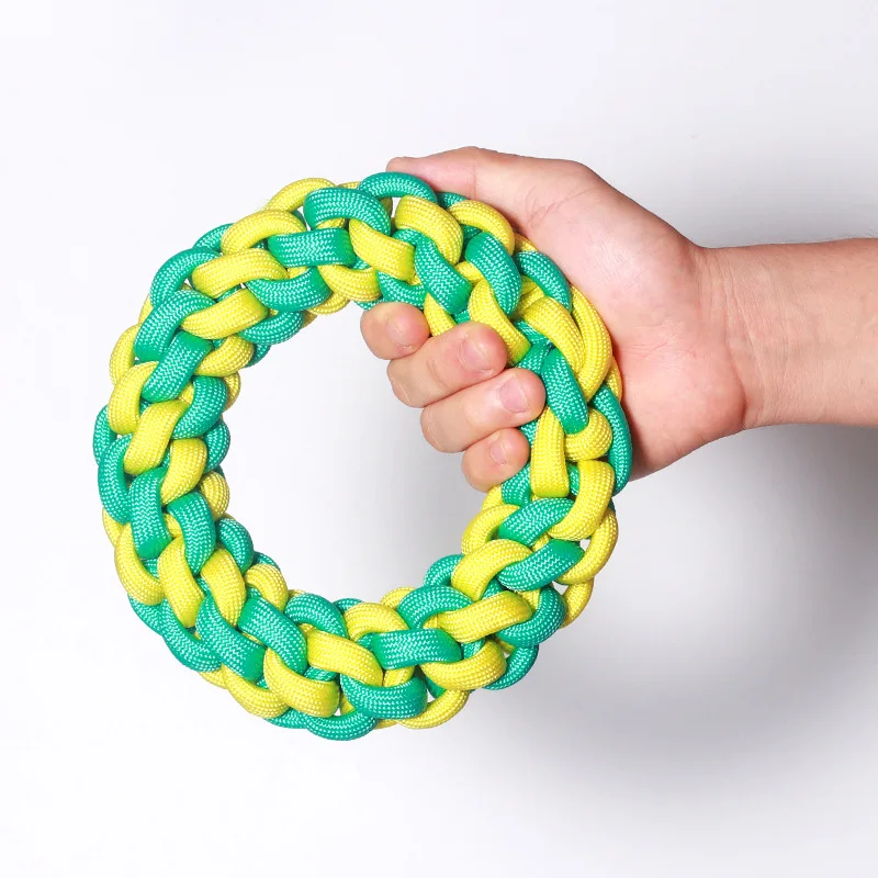 Wholesale color block polypropylene braided molar cleaning ball pet interactive rope dog chew toy