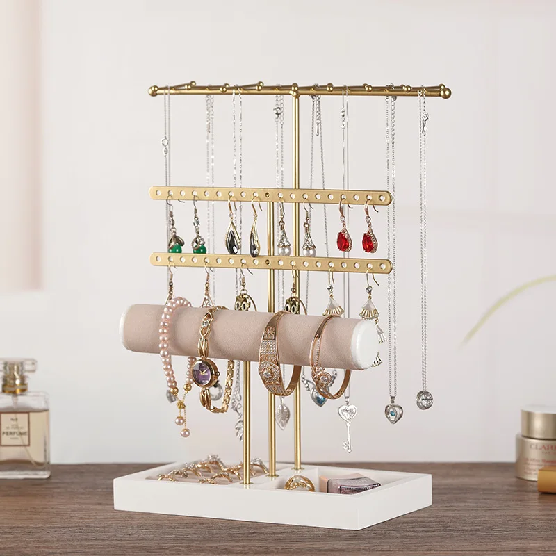 Gold 4-layer jewelry display stand Necklace ring slot bracelet Watch shaft detachable jewelry hanger