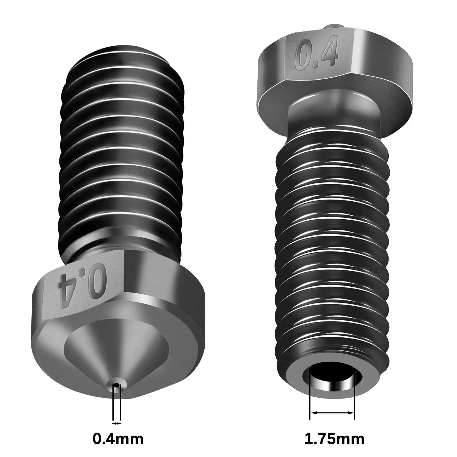 Volcano Nozzle Hardened Steel E3D V5 V6 M6 1.75mm 3D Printer Nozzle 0.4mm 0.2mm 0.3mm 0.5mm 0.6mm  0.8mm 1.0mm