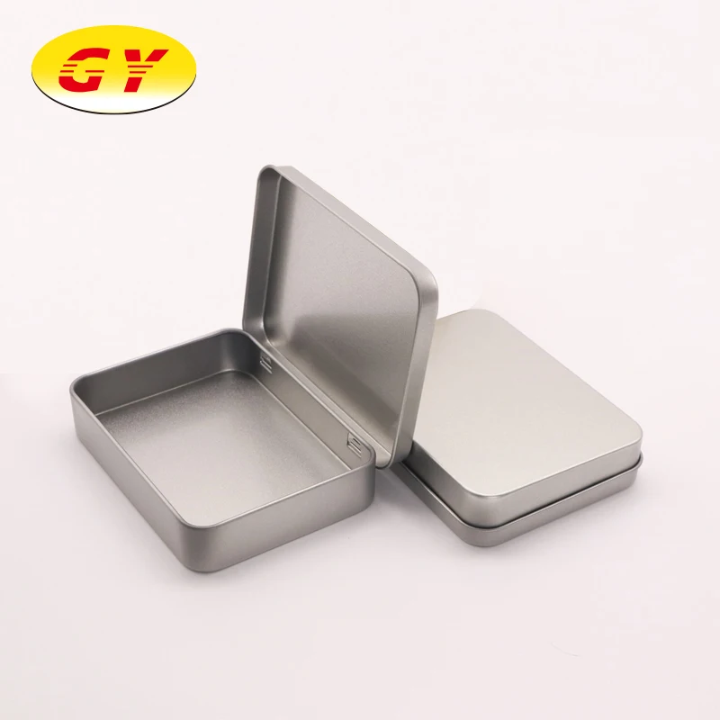 Promotional stock silver small rectangle tin box