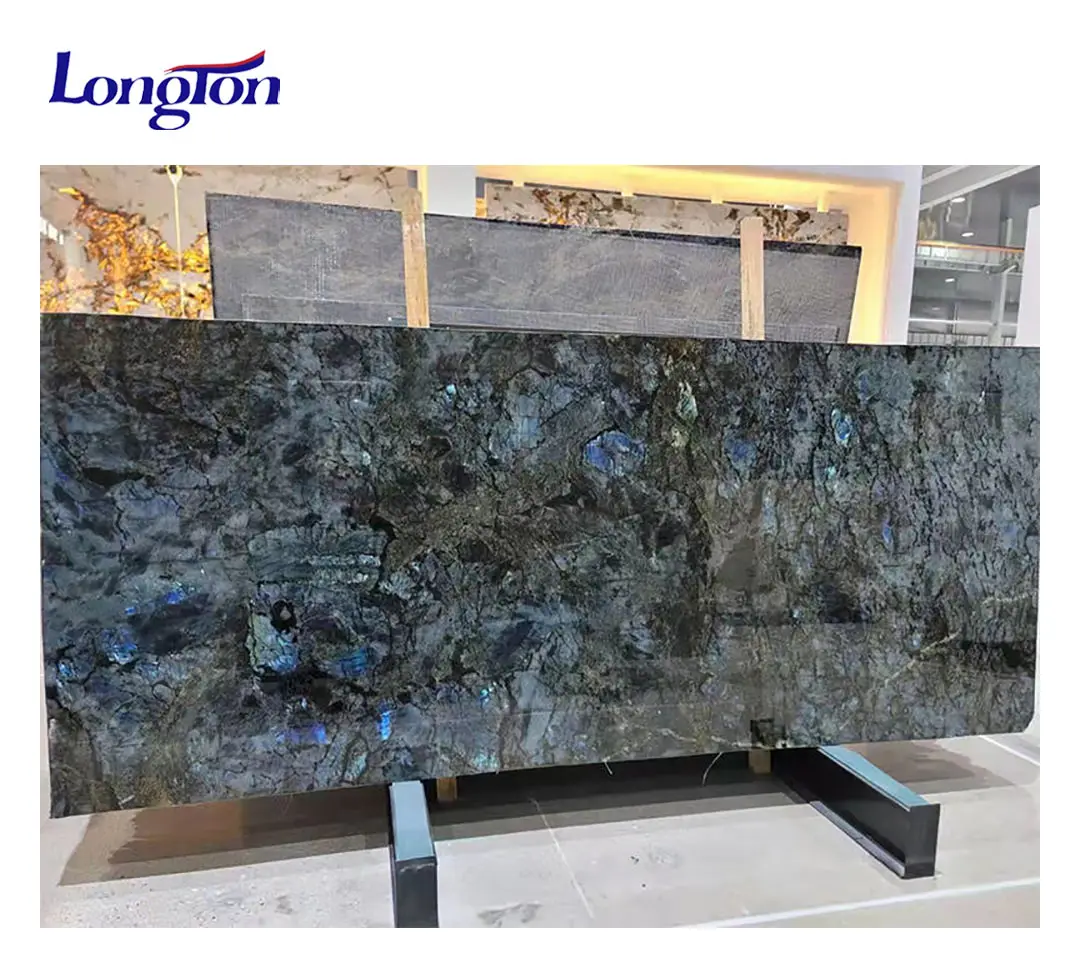 Cut to Size Labrador Labradorite Granite Luxury Stone Blue Jade Kitchen Island Translucent Lemurian Blue Granite Slab Tile